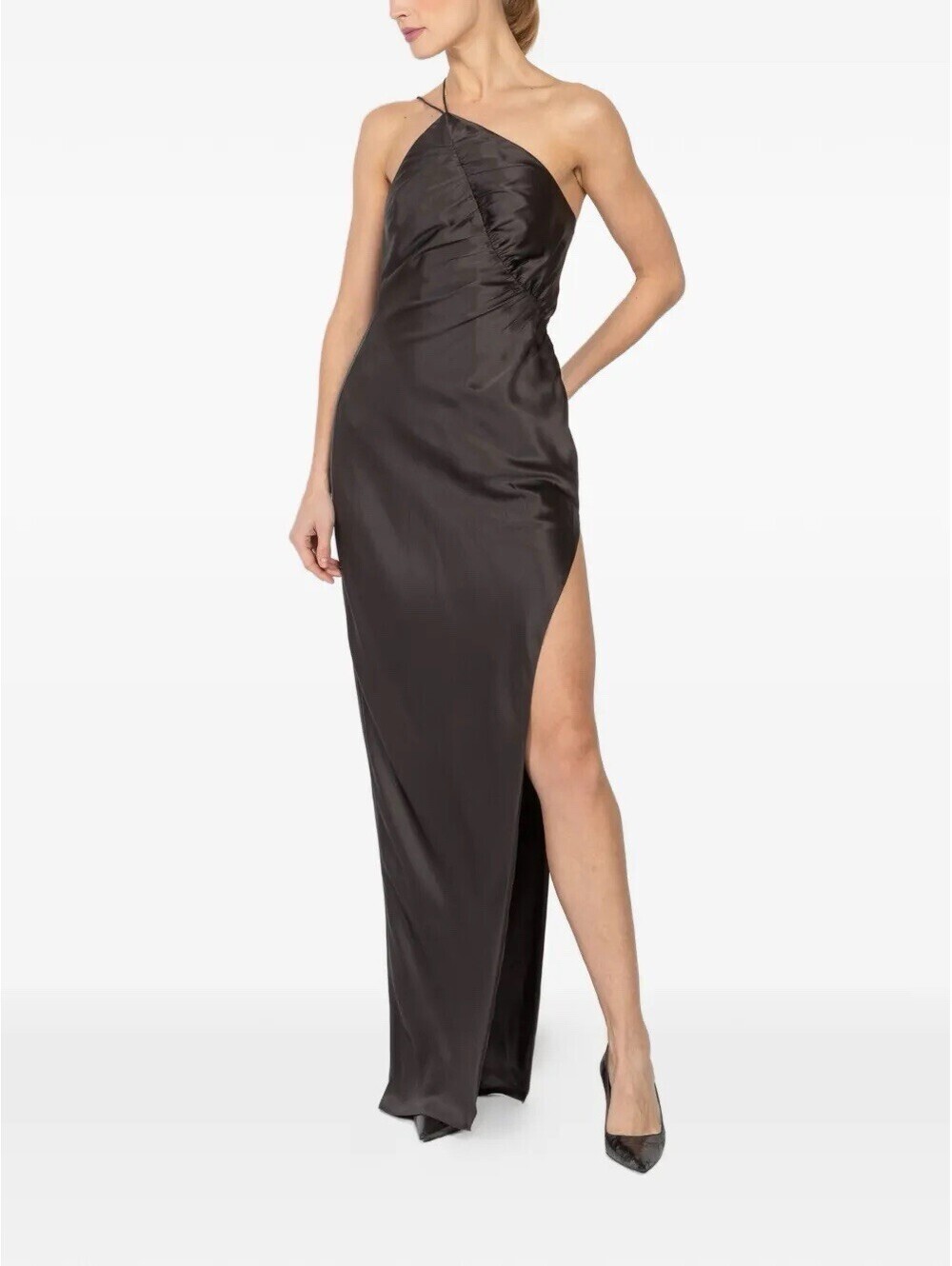 The Sei Women's Leaf Silk Satin Sleeveless Midi Dress Carbon Size 0 NWT